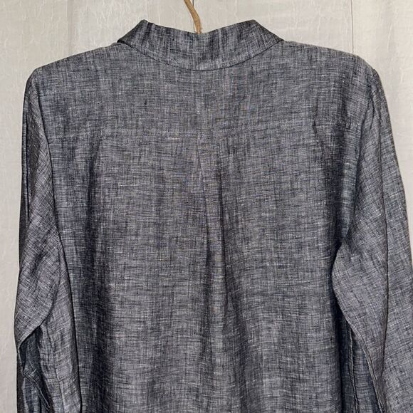 blue illusion L Chambray Ink across Dye Blue Long Sleeve Button Front Shirt - Picture 6 of 16